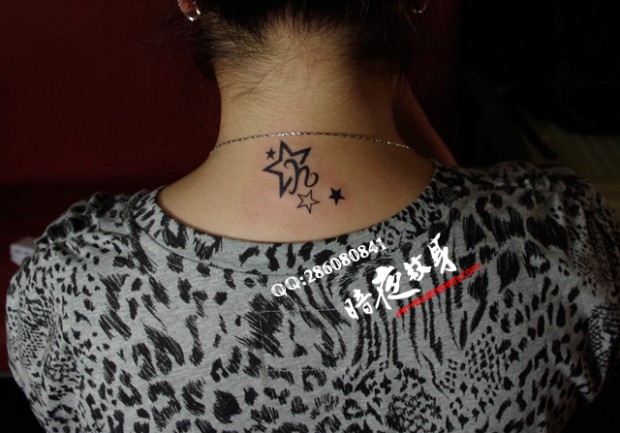 上海纹身店暗香纹身作品：情侣脖子纹身