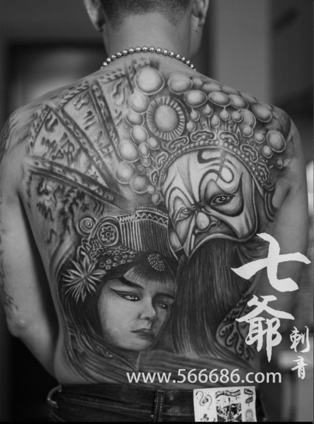 南昌七爷纹身店纹身作品：满背美女纹身图案