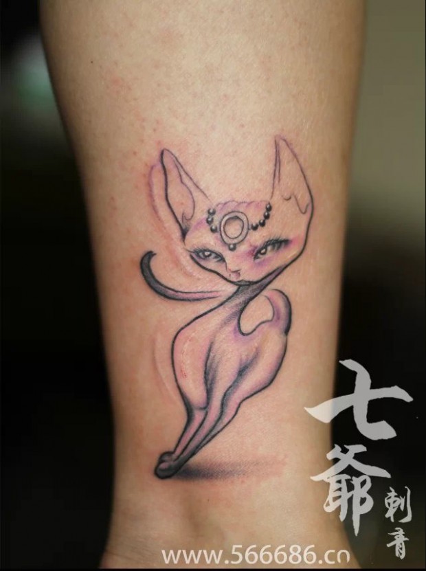 南昌七爷纹身店纹身作品：小狐狸纹身图案